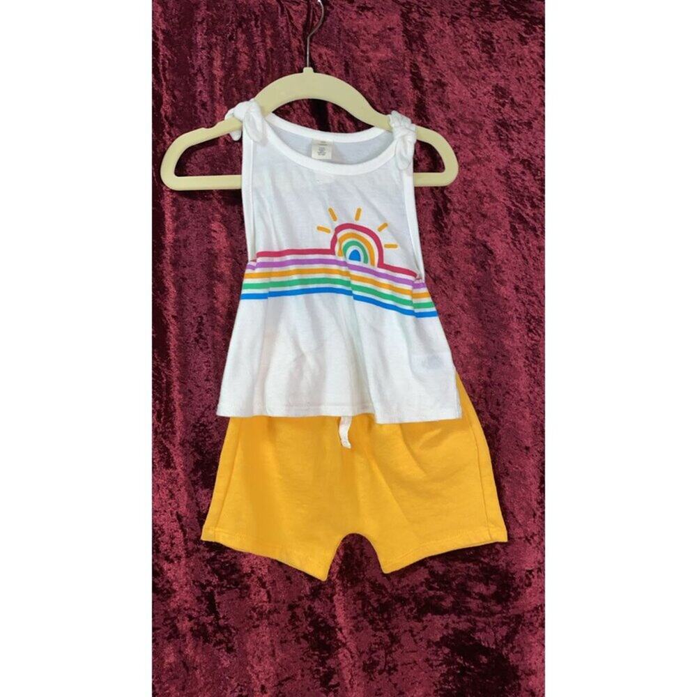 Tucker + Tate Girls' rainbow bividi and shorts set. - Picture 2 of 5